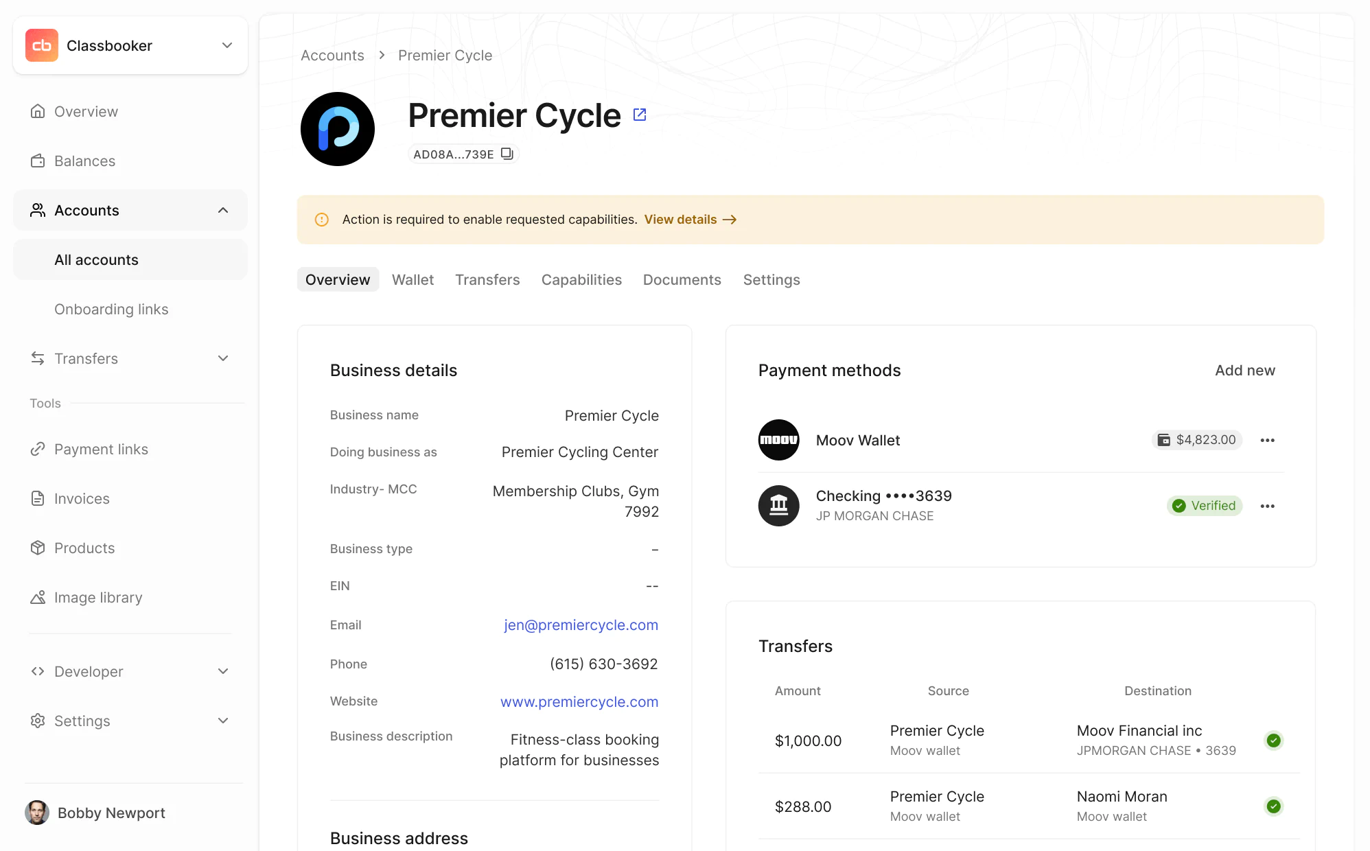 Moov Dashboard UI