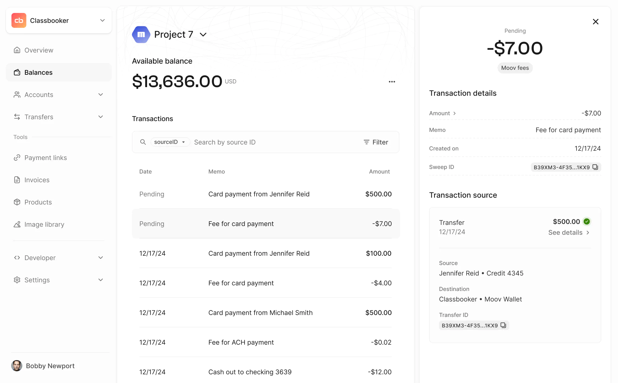 Moov Dashboard UI